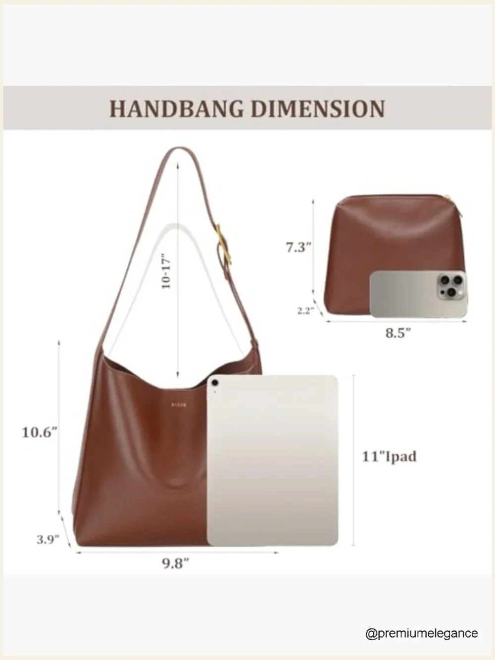Vintage Vegan Leather Tote Bag Hobo Shoulder Bag Purse Women Travel Work